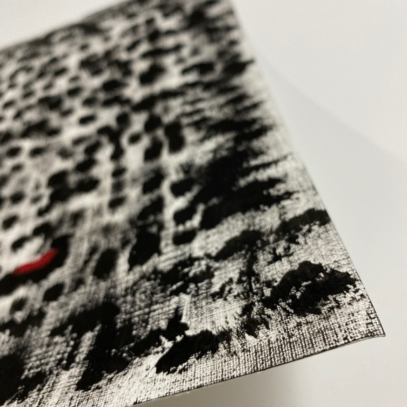 Abstract Acrylic Original Painting On Canvas Paper 9X12 Wall Art Black red - Picture 5 of 5